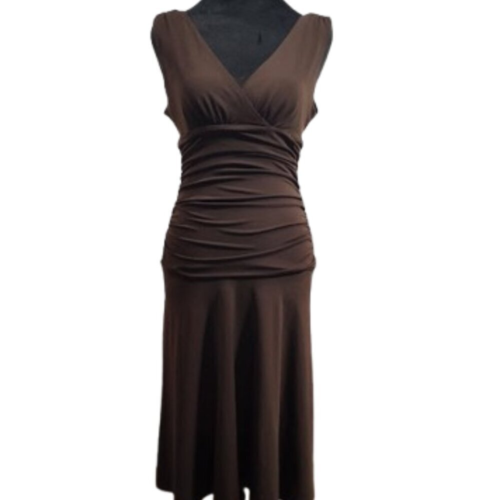 Vintage Robbie Bee Midi Bunched Center Brown Dress Women's Size 6